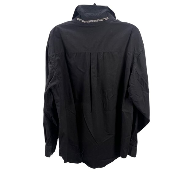 Harley-Davidson Black Long-Sleeve Button-Up Shirt Embroidered Logo Cotton M Goth - Picture 8 of 9